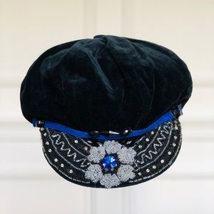 Black Balloon Silk Velvet Newsboy Women's Cap